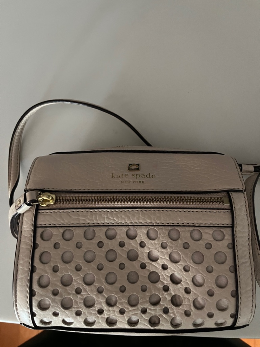 kate spade Pebbled Leather Crossbody in Light Taupe